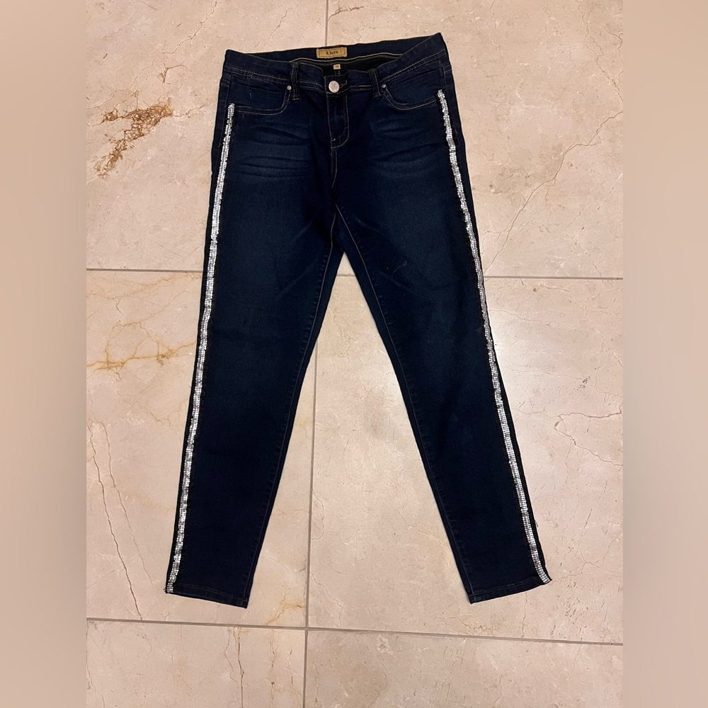STS Blue Women's Navy Jeans with Metallic Trim